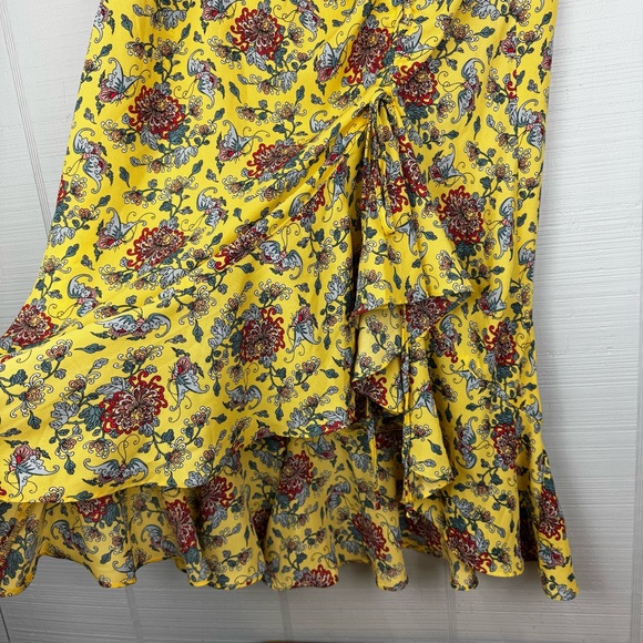 NWT Max Studio Butterfly Floral Print Midi Skirt Cinched Ruffle Asymmetrical XS - Picture 2 of 7